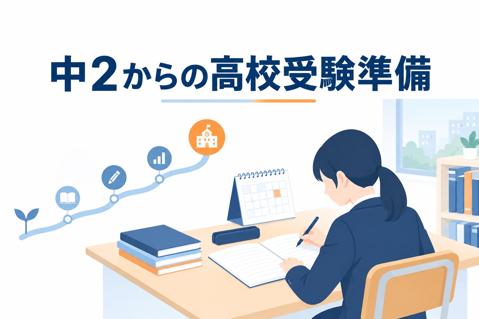中学2年生からの高校受験準備と学習計画のイメージ